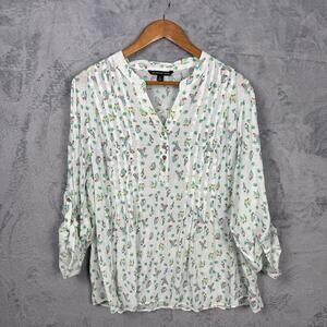 Zac & Rachel Parrot Graphic Novelty Print Top Blouse size 2X Gauzy Beachy Summer